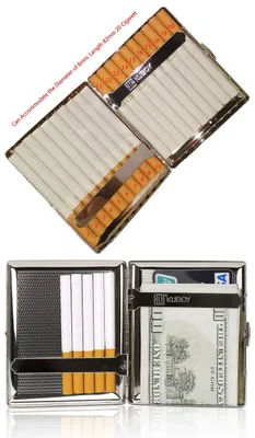 Imagen del producto de Estuche de cigarrillos de acero inoxidable, para 20 cigarrillos, diseño elegante, ideal para llevar