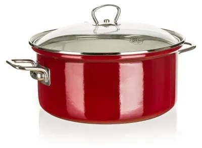Produktbild von Topf, Klassischer Emailletopf, massiv, rot 24 cm 4,5 l