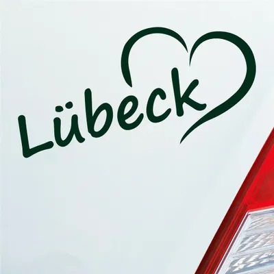 Produktbild von Auto Aufkleber Lübeck Herz Stadt City Liebe Love Heimat 17x8 cm Dunkelgrün Sticker Heckscheibenaufkleber