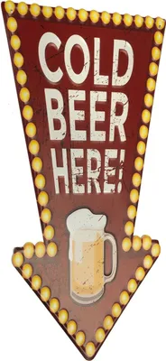 Zdjęcie produktu dla Blaszany napis Moritz Cold Beer Heer! Strzałka 30 x 50 Vintage Retro Nostalgia Metalowa dekoracja