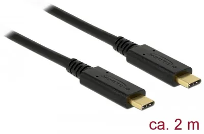 Produktbild von Kabel USB 3.1 Gen 1 USB Type-C" Stecker > USB Type-C" Stecker E-Marker 2,0 m schwarz 3 A Delock