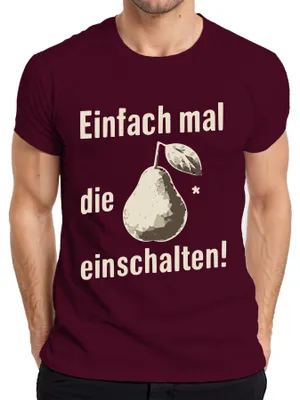Productafbeelding van Eenvoudig gezegd: "Zet je verstand eens aan," grappige spreuk, cadeau, humoristisch heren T-shirt, bordeauxrood, XXL