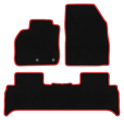 Zdjęcie produktu dla Dywaniki samochodowe welurowe CARLUX-RED do: Renault Scenic III (2009-2016, minivan) czarne z czerwonym obszyciem, z mocowaniami