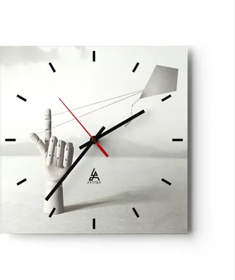 Produktbild von Wanduhr - Quadrat - Glasuhr - Modern Hand Drachen - 40x40cm - Schleichendes Uhrwerk - Lautlos - zum Aufhängen bereit - Dekoration Modern - Wanddekoration aus Glas - C3AC40x40-4697