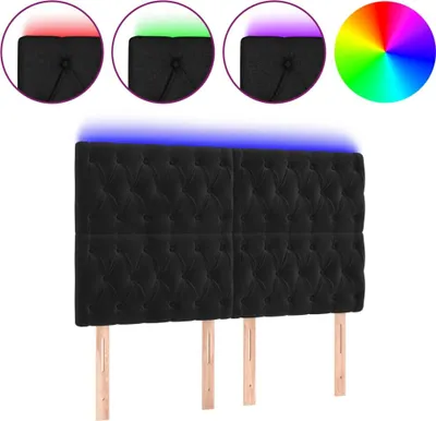 Produktbild von vidaXL LED Kopfteil Schwarz 160x7x118/128 cm Samt