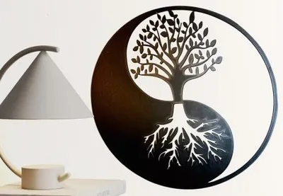 Produktbild von Holzbild von Yin und Yang, Baum