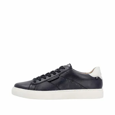 A single blue sneaker is shown against a white background.