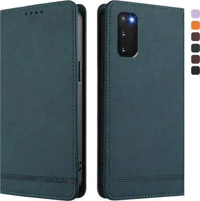 Image de Etui pour Samsung Galaxy S20 FE 5G, étui rétro en cuirPolyuréthaneavec support et fentes pour cartes de crédit Vert