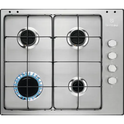 Image de Electrolux EGS6404SX Table de cuisson à gaz encastrable, 4 brûleurs, inox