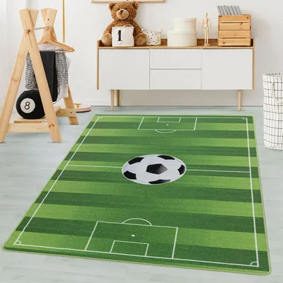 Produktbild von Carpetsale24 Kinderteppich Fussball Stadion Design Jungen Teppich Mädchen, Spielteppich Kinderzimmer Teppich, Robust, Grösse: 120x170 cm