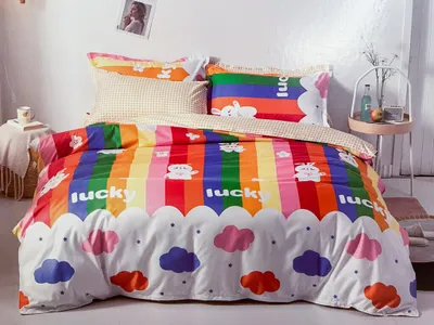 Produktbild von Bunte Baumwollbettwäsche LUCKY BUNNY