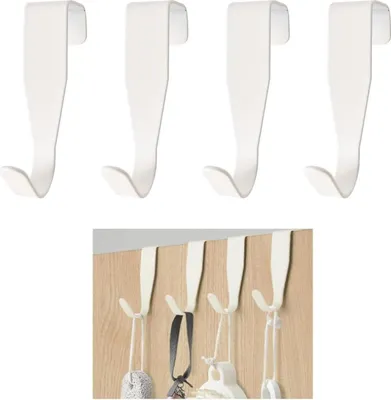 Produktbild von 4er Tür und Fensterhaken zum Einhängen weiß Dekohaken Kleiderhaken TürhängerTürhaken 2x2x4cm
