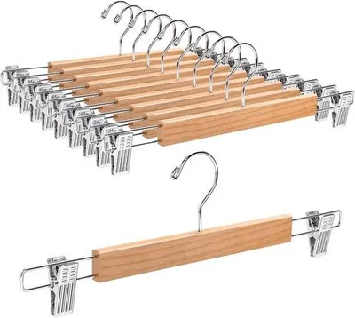 Produktbild von Famanu Holzkleiderbügel Set mit verstellbaren Clips - Natur