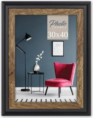 Produktbild von Edler Vintage Holz Bilderrahmen rechteckig Schwarz für 30x40 cm