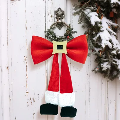 Produktbild von Weihnachtsdeko – Schleife mit glitzernder Spange, zur Befestigung – 25 x 40 cm, KI-generiertes Bild