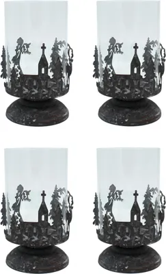 Produktbild von Windlicht Kerzenhalter 10 x 18cm 4 Stück schwarz-grau