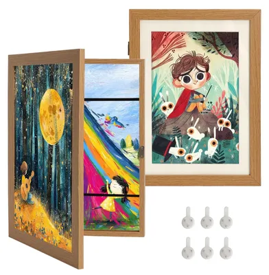 Fotorahmen A4, magnetisch, Holz, 2 Stück, für Kinderkunst