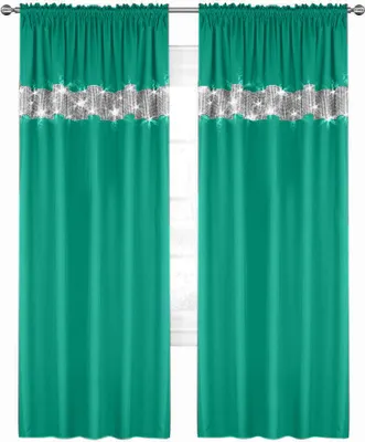 Produktbild von Fertiggardine mit Strasssteine Zirkonia, Vorhang, 145cm x 250cm - Smaragd