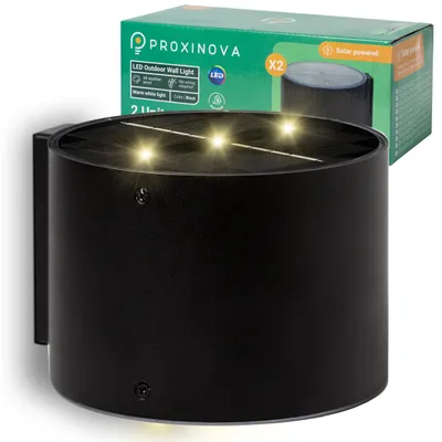 Solar-Wandleuchte 2er-Set, Aluminium, 3 LEDs, 600 Lumen, warmweiß, wasserdicht