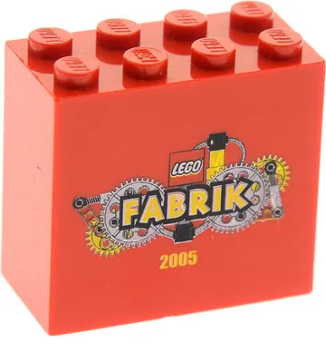 Produktbild von 1x Lego Bau Stein 2x4x3 rot Sammelsteine Motivstein Fabrik 2005 30144pb021