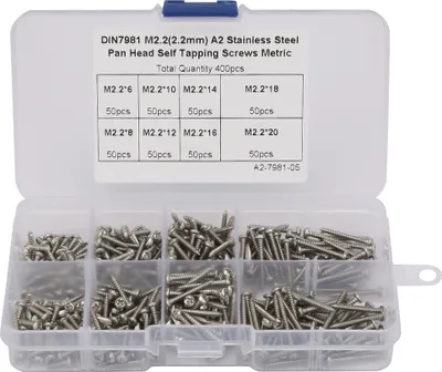 Image de 400pcs M2.2 Stainless Steel High Strength Self Tapping Screws Assortment Kit (Kit d'assortiment de vis autotaraudeuses à haute résistance)