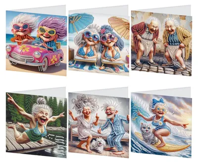 Diamond Painting Geburtstagskarten Set – 6 Karten mit Umschlägen