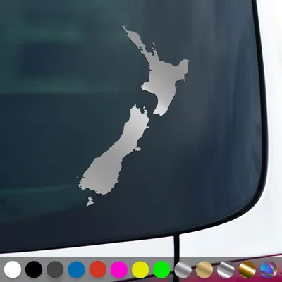 Produktbild von PantherPixel Neuseeland Aufkleber Umriss Kontur Reisen Kiwis Sticker Auto Geschenkidee Farbe Silber
