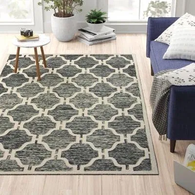 Produktbild von Shanghai Teppich handgetuftet grau 153x244 cm mit 1,3 cm Wollflorhöhe