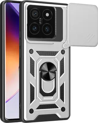 Produktbild von Hülle für Xiaomi 14T Pro Magnetische Ring Ständer Halter Dia Kameraschutz TPU Bumper Silikon Schutzhülle Silber