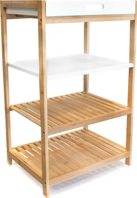 Produktbild von osoltus Badregal Tablett Regal Sonderborg aus Bambus und Holz Weiß