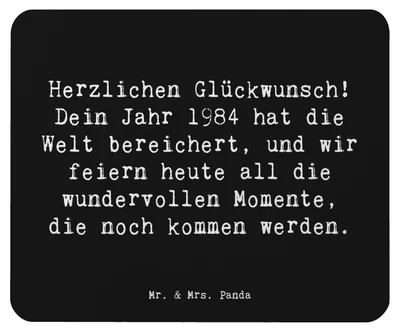 Produktbild von Mr. & Mrs. Panda Mauspad Spruch 1984 Geburtstag - Schwarz - Geschenk, pc mausunterlage, Geburtsjahr, notebook, mousematte, feiern, Mouse Pad, Happy Birthday, neue Kapitel