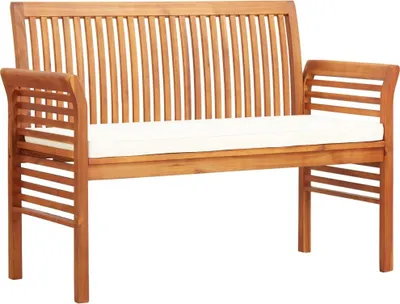 Obrázok produktu pre 2-miestna záhradná lavica s vankúšmi 120 cm akáciový masív
