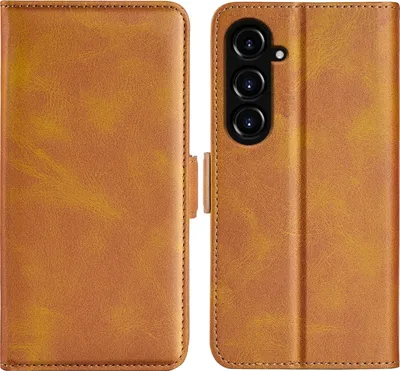 Produktbild von Mobigear Slim Magnet  Samsung Galaxy S23 FE Hülle Klapphülle Geldbörse - Cognac