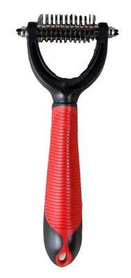 Produktbild von Karlie Entfilzer mit Griff für Hunde Gummi - Rot/Schwarz - 8x7x4 cm