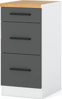 Zdjęcie produktu dla Szafka Kuchenna Dolna Z Blatem 3 Szuflady Blande 40Cm Biała Szara
