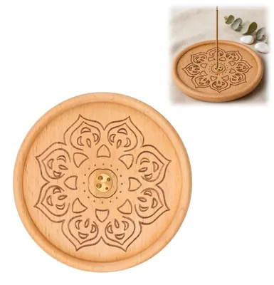 Holz Räucherstäbchenhalter Lotus, tragbar, 10x10x1,2 cm, Beukenhout