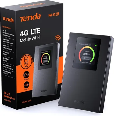 Immagine prodotto di Router Wi-Fi mobile Tenda con display LCD, hotspot portatile Wi-Fi 6, batteria da 2100 mAh, porta USB-C, Plug & Play, WPA3, modem 4G, MiFi, formato mini, compatibile con schede nano SIM sbloccate, MF6