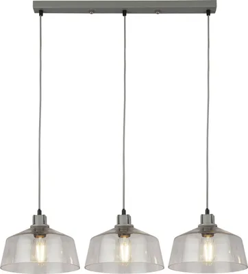 Produktbild von Hängeleuchte Metall Glas E27 H: max. 120 cm Grau 3-flammig länglich Vintage Design