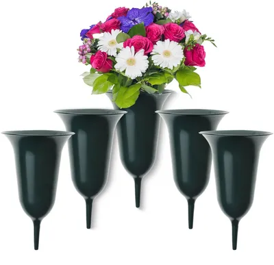 Immagine prodotto di Vasi per tombe a imbuto con punta a terra antigelo set di 5 verdi da 30 cm