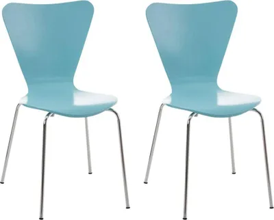 Zdjęcie produktu dla 2x Ergonomiczne krzesła dla gości - Krzesła do poczekalni - Wygodne siedzisko, możliwość sztaplowania | Kolor: Jasnoniebieski