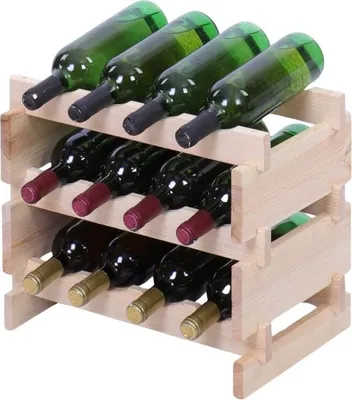 Produktbild von Weinregal VINOTECA FLEX PRO | HxBxT 37x46x28cm | 12 Flaschen auf 3 Ebenen | Massives Kiefernholz | Natur unbehandelt