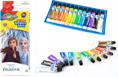 Zdjęcie produktu dla Farby tempera w tubach 12 kolorów x 12 ml Frozen II Colorino
