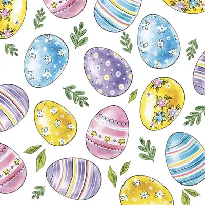 Produktbild von 20 Servietten Watercolour Easter Eggs - Schön bemalte Ostereier  33x33cm