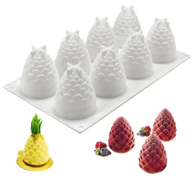 8er Set Tannenbaum-Silikonform, weiß, 29x17x7 cm
