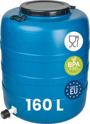 Image de Garronda 160L avec robinet Fût à col large Fût d'ensilage Fût à bagages Fût de fermentation Récipient de fermentation Fût à fourrage (bleu)