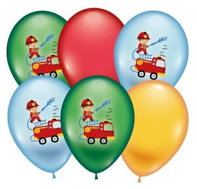 Produktbild von Luftballons, Feuerwehrmotiv, bunt, 6 Stück