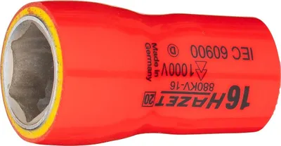 Produktbild von Hazet Steckschlüsseleinsatz, schutzisoliert 3/8 (10 mm) Vierkant hohl, Außen Sechskant-Tractionsprofil, SW 16 mm