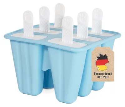 Obrázok produktu pre Intirilife silikónová forma na zmrzlinu so 6 formičkami v modrej farbe - 14 x 9 cm - opakovane použiteľná forma na zmrzlinu na domáce nanuky, bez BPA