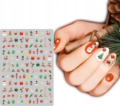 Image de Autocollants pour ongles de Noël - Feuille festive 7 x 10 cm