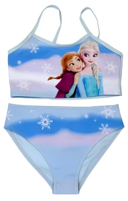 Produktbild von Disney Die Eiskönigin Bikini für Mädchen - Elsa & Anna Frozen Kinder Zweiteiler Schwimmanzug Blau 98-104
